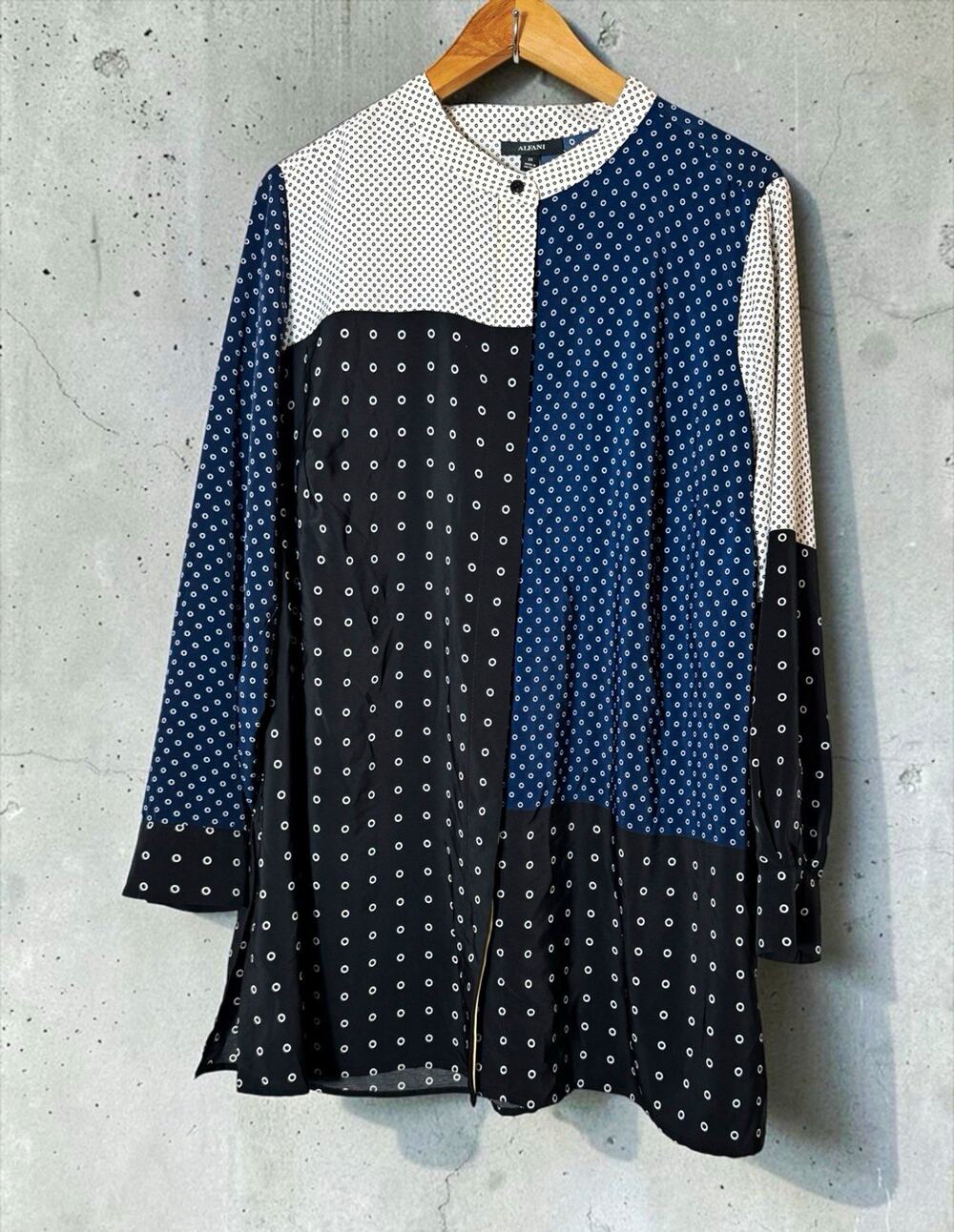 Alfani Women's Tunic Blouse Colorblock Plus Size 2X Mixed-Print Top Patchwork